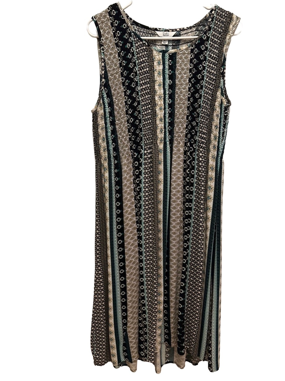croft & barrow Sleeveless Striped Maxi Dress in Black, Teal & Cream